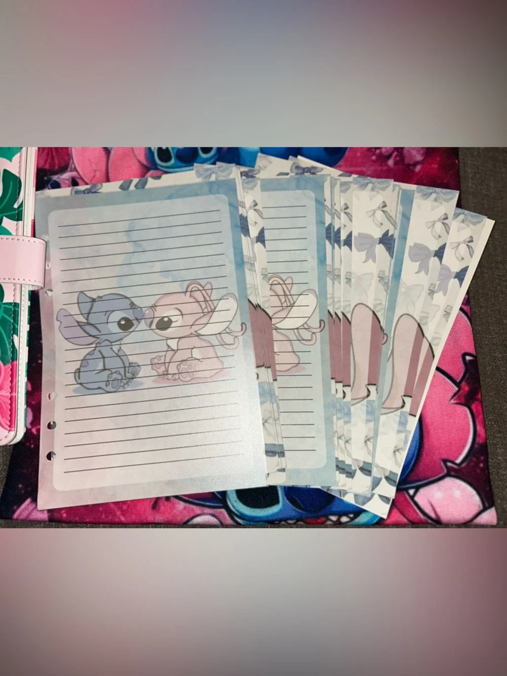 Disney Lilo & Stitch Pink Floral A5 Binder and Tote Set